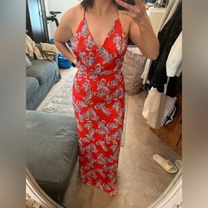 LUSH open back red maxi dress